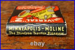 RARE Vintage 1938 Minneapolis Moline UDLX Cab Tractor Advertising Matchbook FULL