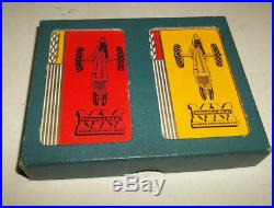 RARE Vtg 1940s Minneapolis Moline Tractor Dbl Deck Playing Cards Dealer Gift