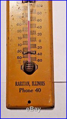 Rare Original Minneapolis Moline Metal Tin Thermometer Sign Farm Tractor