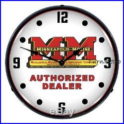 Retro Lighted Wall Clock Minneapolis Moline MM Tractors Machinery Backlit NEW