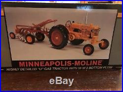Spec Cast Minneapolis-Moline U gas tractor with M-M 3 bottom plow -NIB