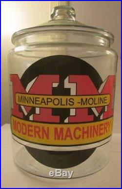 Super RARE Giant Minneapolis Moline Tractor Glass Counter Jar