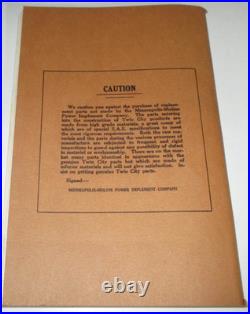 Twin City 17-28 12-20 Tractor Parts & Price Book Manual Catalog 1929 VG ORIGINAL