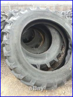 Two 13.6x38, 13.6-38 10 ply Minneapolis-Moline UB Tube Type Tractor Tires