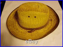 VINTAGE 1950'S MINNEAPOLIS MOLINE TRACTOR MENS ADVERTISING PREMIUM STRAW HAT