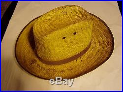VINTAGE 1950'S MINNEAPOLIS MOLINE TRACTOR MENS ADVERTISING PREMIUM STRAW HAT