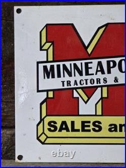VINTAGE MINNEAPOLIS MOLINE TRACTORS & FARM MACHINERY PORCELAIN SIGN 12x8