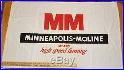 Vintage MM Minneapolis Moline Canvas Sign Banner High Speed Farming Tractor