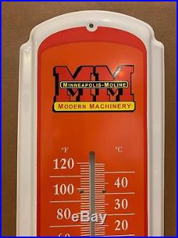 Vintage Minneapolis Moline Modern Machinery Tractor Thermometer Metal Sign Farm