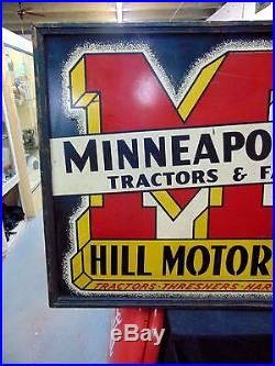 Vintage Minneapolis-Moline Original Framed Masonite Sign Farm Barn Tractor Ohio