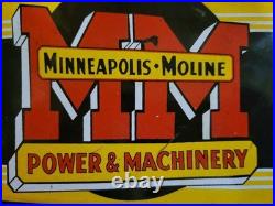 Vintage Minneapolis Moline Porcelain Sign Modern Machinery Tractors John Deere