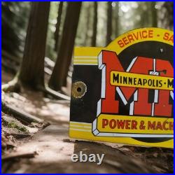 Vintage Minneapolis Moline Porcelain Sign Modern Machinery Tractors John Deere