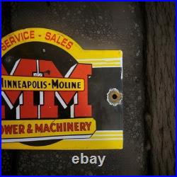 Vintage Minneapolis Moline Porcelain Sign Modern Machinery Tractors John Deere