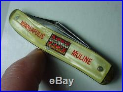 Vintage Minneapolis Moline folding pocket knife advertising farm tractor MM