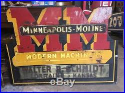 Vintage Original MINNEAPOLIS MOLINE MODERN MACHINERY Tractor AG Parts FARM Sign