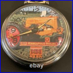 Vintage Wind Up Character Pocket Watch Minneapolis Moline Tractor