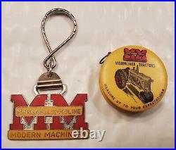 Vintge Minneapolis Moline Tractor Celluloid Advertising Tape Measure & Key Chain
