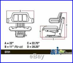 WF222BL Universal Flip-Up Seat for Allis-Chalmers, Case-IH, Ford NH, John Deere